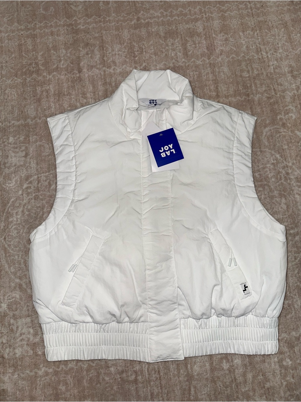 JoyLab White Quilted Sleeveless Puffer Vest